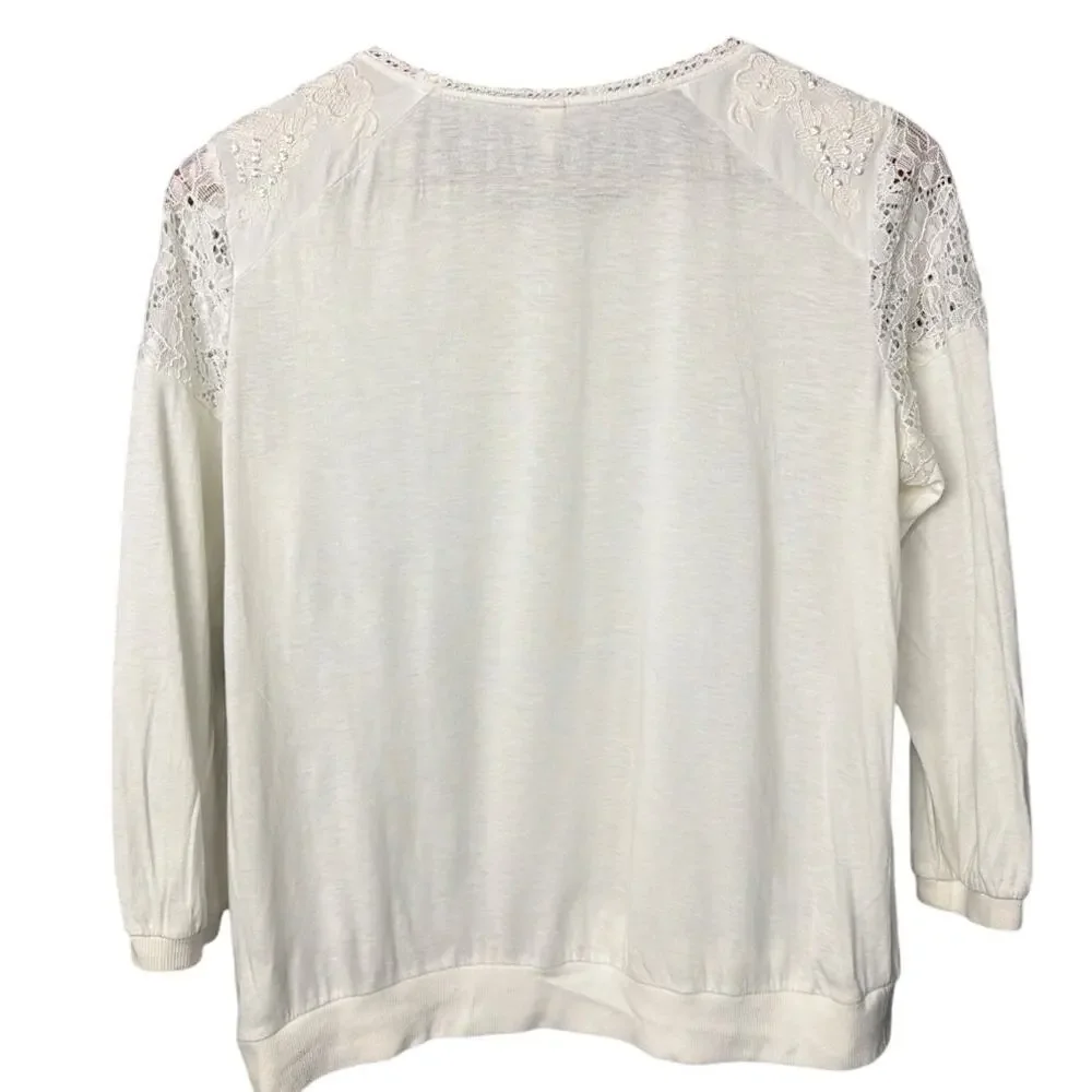 Tiny Anthropologie Blouse Lace Yoke Ivory Boho Cottagecore Romantic Size M